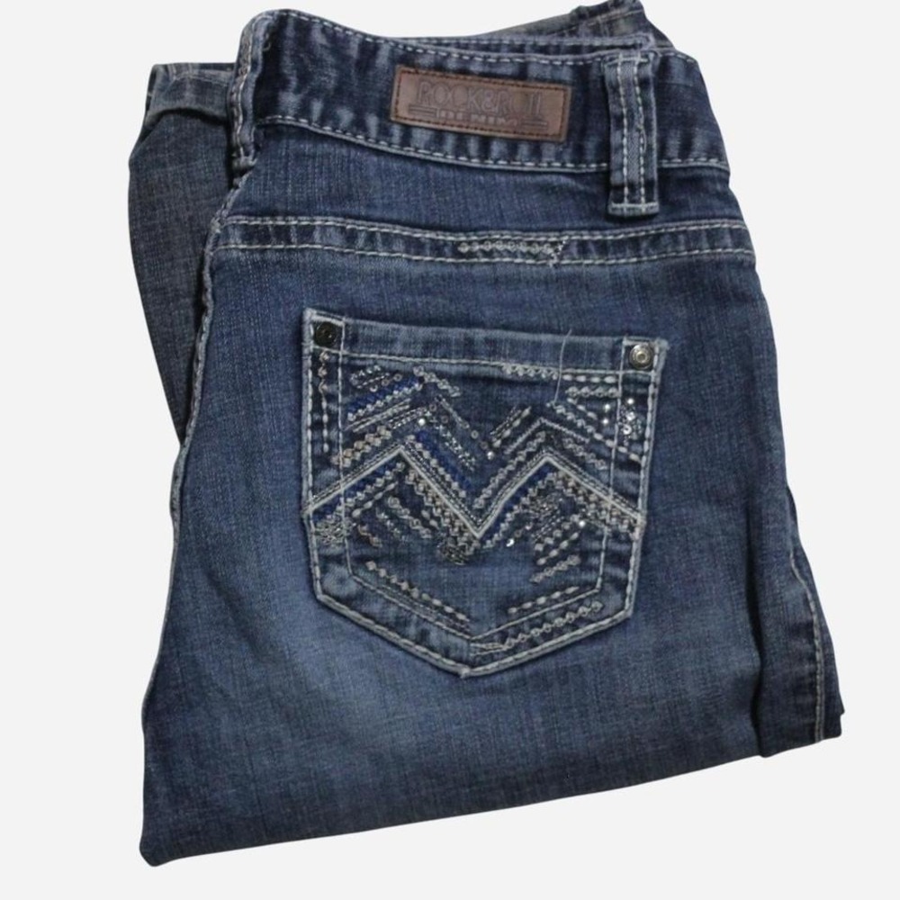 Womens Y2K Low-rise Glam Rhinestone Grunge Rock And Roll Denim Bootcut Jeans
